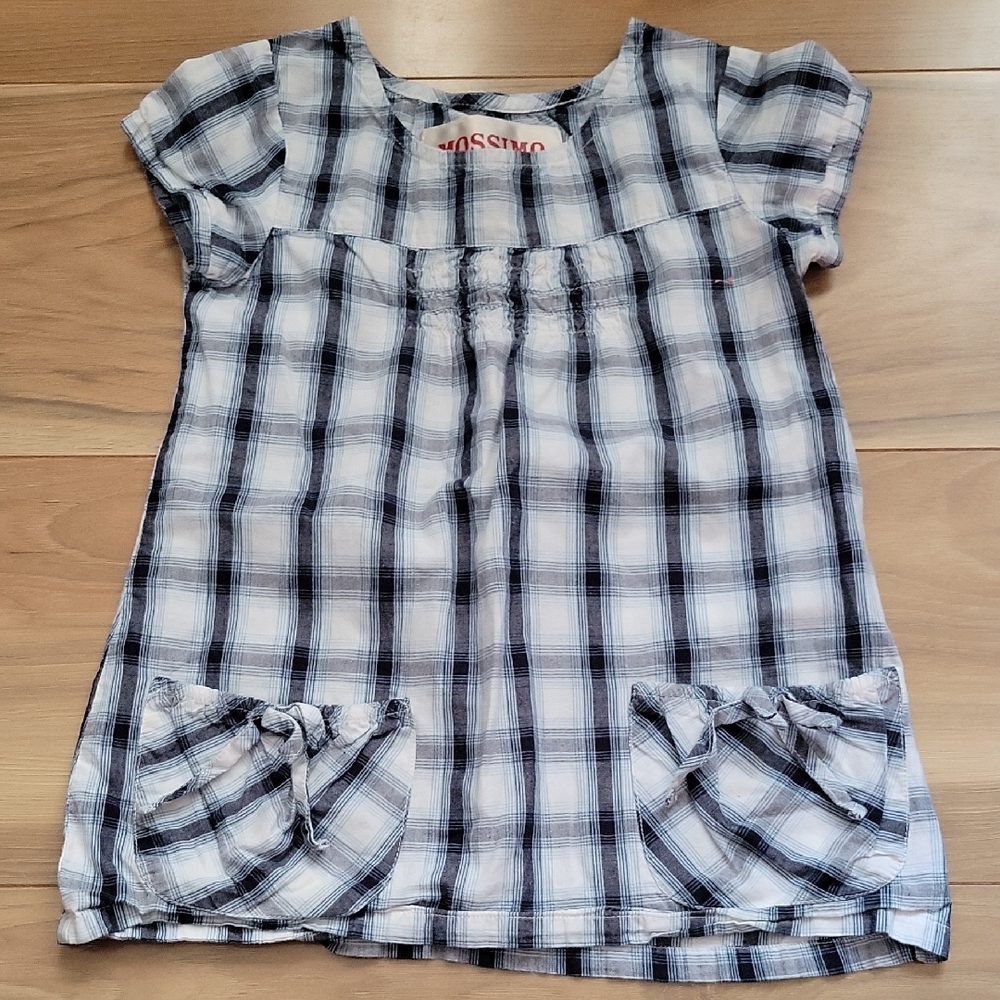 *3/$15* Mossimo Supply Co. Blue and White Plaid Long Shirt Dress Girls Size XS